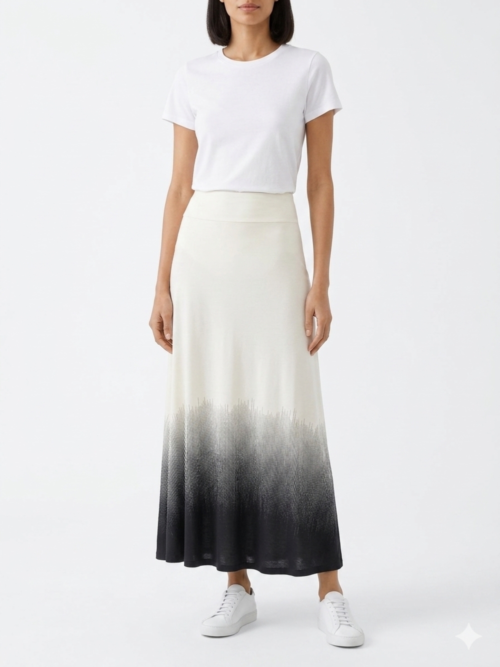 Ombré Maxi Skirt in Cream and Black